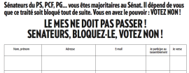 Pétition à l'adresse des sénateurs