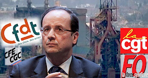 Florange Hollande avec Cfdt et CGC